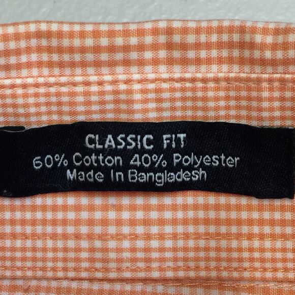 CHAPS Orange Check Button Down Long Sleeve Shirt 16 32/33 - Picture 7 of 9